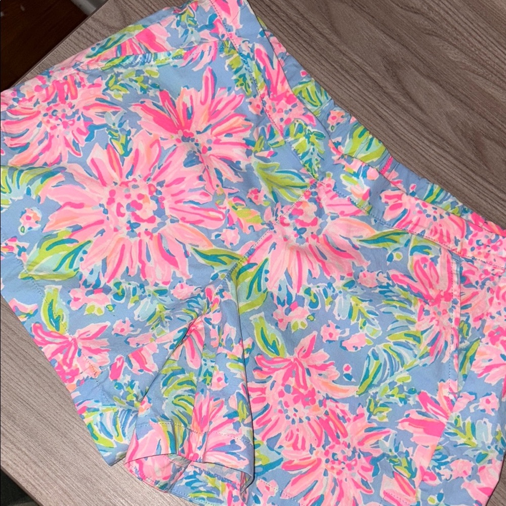 Lilly Pulitzer Pink and Blue Bermuda Shorts Vibrant Resort Wear